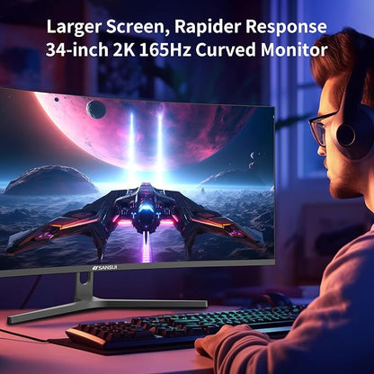 SANSUI 34-Inch Curved Gaming Monitor UWQHD 3440 x 1440 165Hz Curved 1500R - Image 9