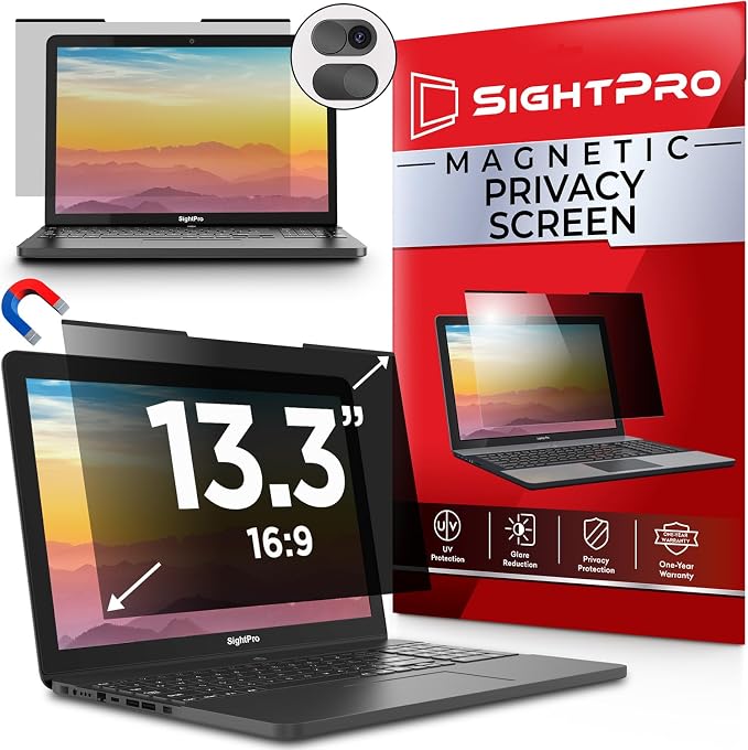 Magnetic Laptop Privacy Screen 13.3 Inch 16:9 by SightPro