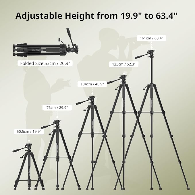 SmallRig CT-07 Aluminum Camera Tripod Stand, 63.4" Travel Tripod - Image 7