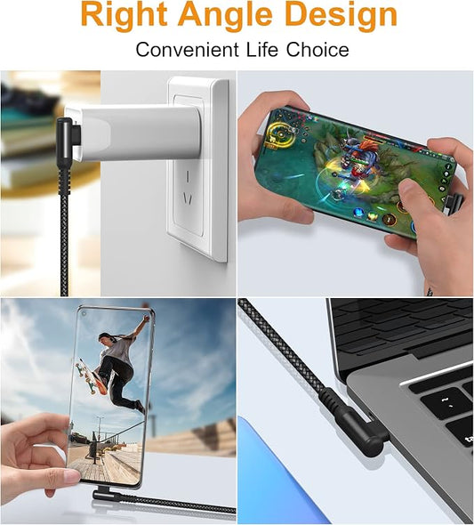 sweguard USB Type C Charger Cable Right Angle iPhone 16 Charger Nylon Braided - Image 2