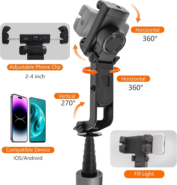 71" Tripod for iPhone with Light, Auto Face Tracking Selfie Stick Tripod - Image 8