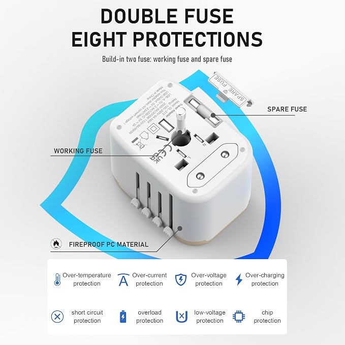 Universal International Power Travel Plug Adapter, 5 in 1 European Travel Plug - Image 8