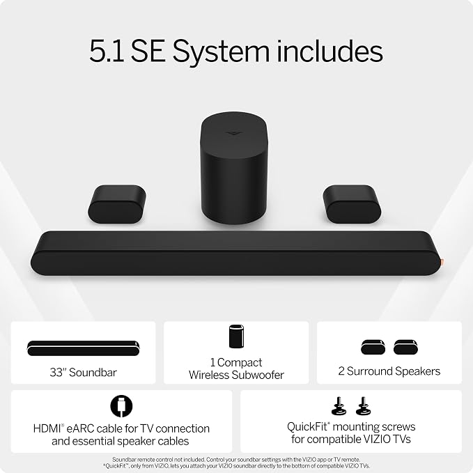 VIZIO 5.1 Soundbar SE, Wireless Subwoofer, Surround Sound w/Dolby Atmos & DTS:X - Image 3