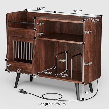 Large Record Player Stand with Sliding Door, 350 Vinyl Record Storage Cabinet - Image 2