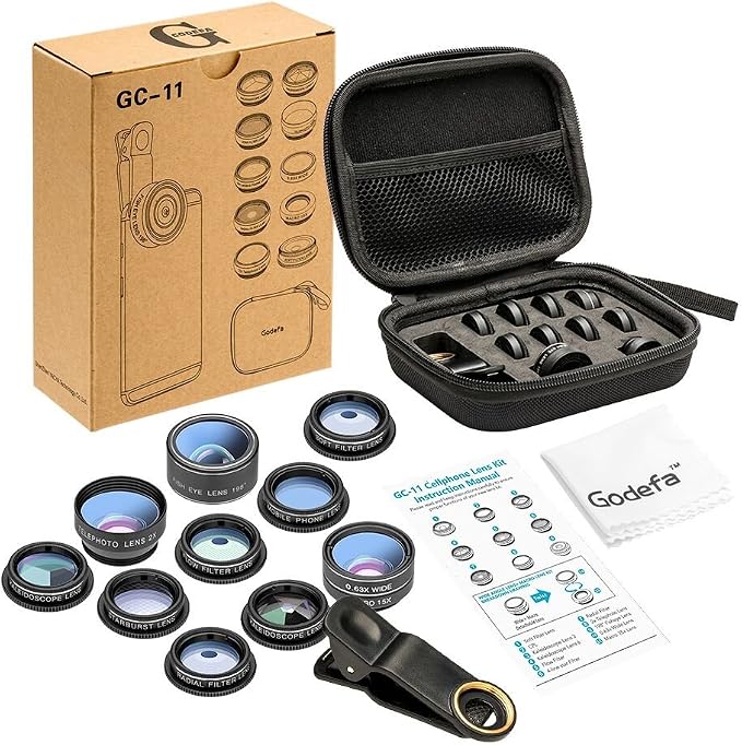 Cell Phone Camera Lens Kit, 11 in 1 Super Wide Angle+ Macro+ Fisheye Lens - Image 8