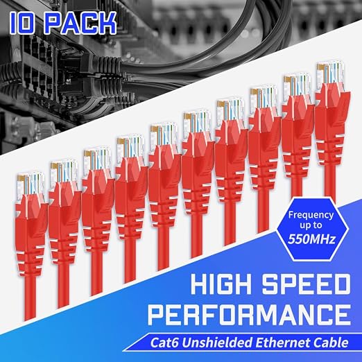 Cat6 Ethernet Cable 1 Feet 10 Pack Network RJ45 Cat6 Internet Patch Cable - Image 2