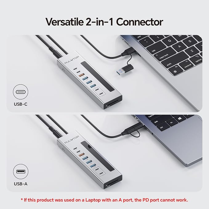 Powered USB C Hub, PULWTOP 11-in-1 USB Hub - Image 7