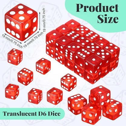 36 Piece 19 mm Casino Style Craps Dice Sets Acrylic and Translucent D6 Dice - Image 5