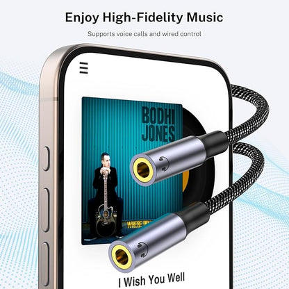 MOSWAG USB C to Dual 3.5mm Female Headphone Splitter, Type C to Dual 3.5mm - Image 6