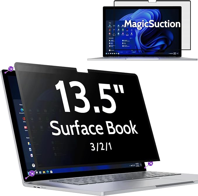 Privacy Screen for 13.5 Inch Surface Book 3/2/1, MagicSuction™ Removable Anti by peslv
