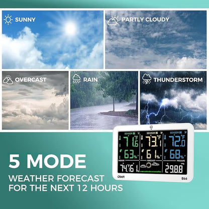OBET Weather Station Wireless Indoor Outdoor Thermometer Wireless, Color - Image 5