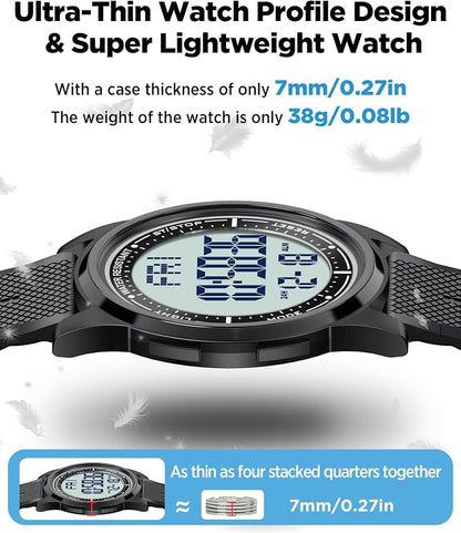 Beeasy Digital Watch for Men Women, 50M Waterproof, Ultra-Thin & Lightweight - Image 3