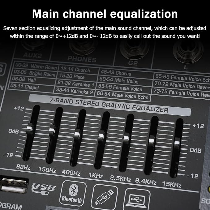 W IN-MIX DX12 Professional DJ Audio Mixer 12 Channel - Image 3