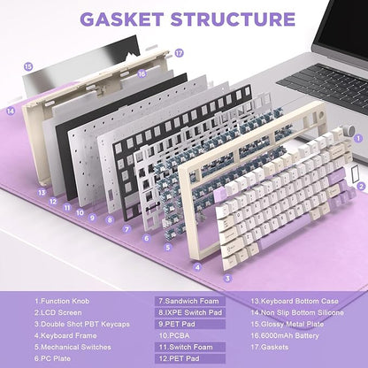 YUNZII AL80 Wireless Mechanical Keyboard, Full Aluminum CNC, Smart LCD Display - Image 5
