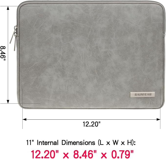 RAINYEAR 11 Inch Laptop Sleeve PU Suede Leather Case Protective Padded Cover - Image 3