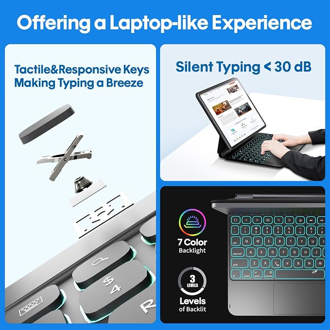 BABG Keyboard Case for iPad Air 11-inch 2024 & iPad Pro 11 inch, Magic Keyboard - Image 3