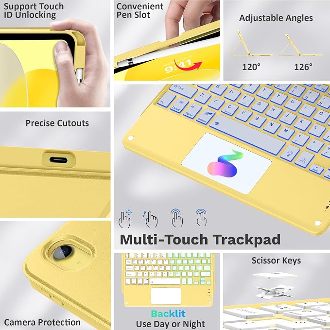 MoKo Touch Keyboard Case for iPad 11th Generation 11 inch 2025, iPad 10th - Image 3