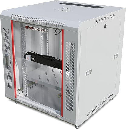 12U Wall Mount Server Rack Cabinet – 19" Network Rack Enclosure, PDU & Shelf by SYSRACKS