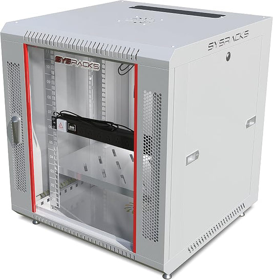 12U Wall Mount Server Rack Cabinet – 19" Network Rack Enclosure, PDU & Shelf by SYSRACKS