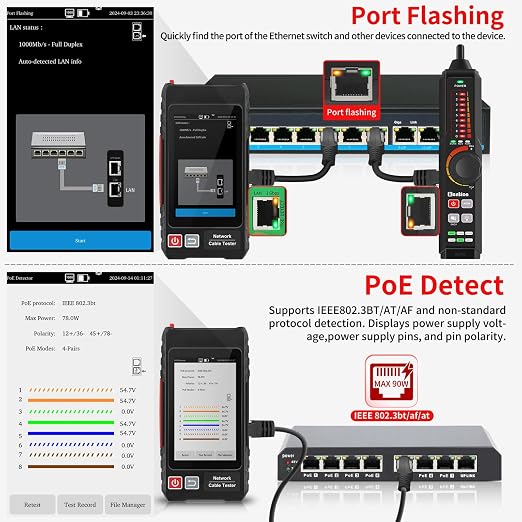 Multifunction RJ45 Network Caber Tester, Rechargeable Ethernet Cable Tracer - Image 5