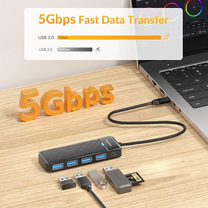 iDsonix USB 3.0 Hub USB C Splitter 5Gbps Data Transfer Ultra-Slim Extender - Image 3