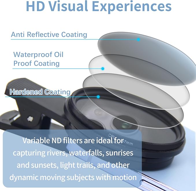 52MM Circular Polarizer Filter for Phone, Clip-on CPL Phone Camera Lens Filter - Image 3