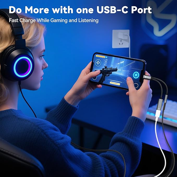 2PCS USB C Splitter for KZ ZS10 PRO, CCZ CA01 USB C to 3.5mm Audio Headphone - Image 3