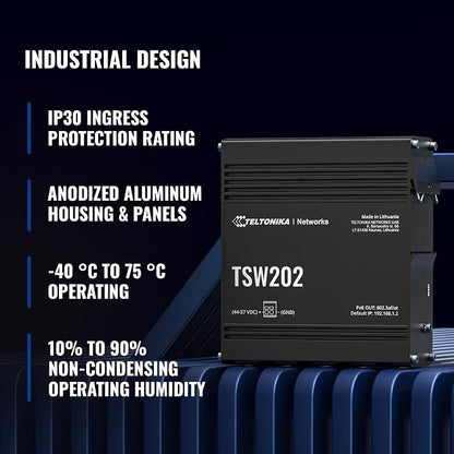 Teltonika TSW202 Industrial Managed PoE+ Ethernet Switch - Image 4