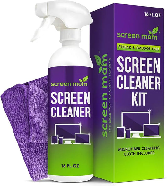 Screen Mom Screen Cleaner Spray and Microfiber Cloth 16oz Screen Cleaner Spray by ScreenMom