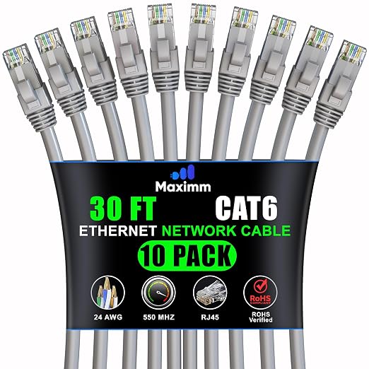 Maximm Cat 6 Ethernet Cable 30 ft by MaximmCable