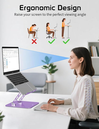 Aluminum Laptop Stand for Desk – Adjustable Ergonomic Laptop Riser, Foldable & - Image 3