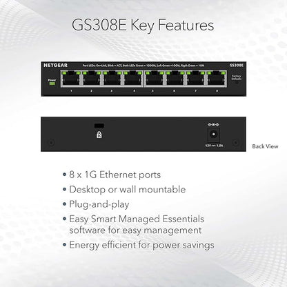 NETGEAR 8-Port Gigabit Ethernet Easy Smart Managed Essentials Switch - Image 2