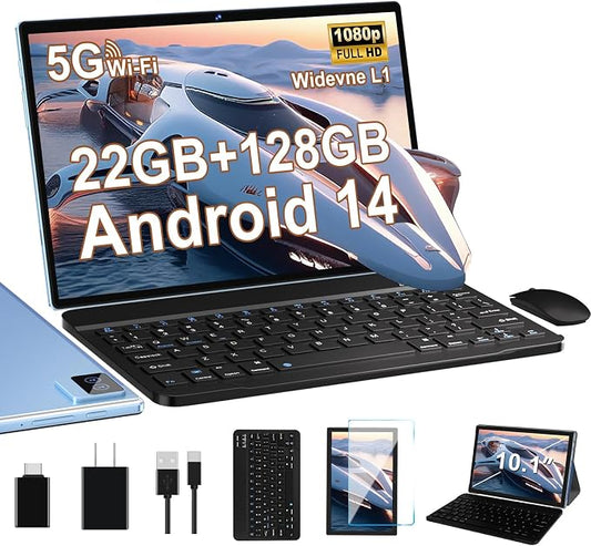 Android Tablet with Keyboard, 10 inch Android 14 Tablets 22GB+128GB, Octa-Core by AOCWEITech