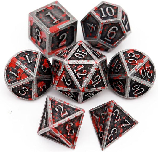Haxtec Bloodstained Metal DND Dice Set Blood Polyhedral D&D Dice Compatible by HaxtecDice