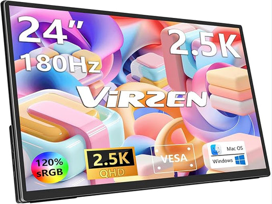 24” 2.5K 2560 * 1440 Portable Monitor 180Hz 120% sRGB USB-C HDMI Large Gaming by Virzen