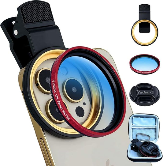 52mm Phone CPL Polarizer Lens Filter Kit, iPhone Camera Attachment, Compatible by Yadsux