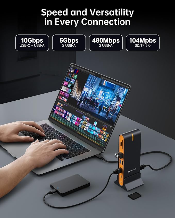 NOVOO 15-in-1 Vertical/Horizontal USB C Docking Station Triple Monitor – - Image 6