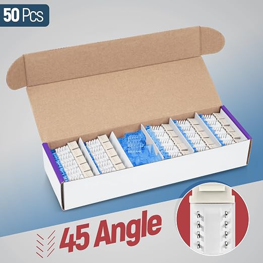 Everest 45° Angled RJ45 Cat5e Keystone Jacks 50-Pack in Light Almond - Image 2