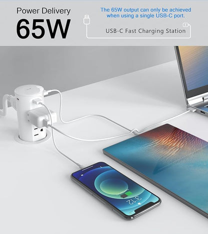 Pop up Outlet for Countertop, 65W USB C Fast Charging Port, 2.5-inch Hole - Image 3