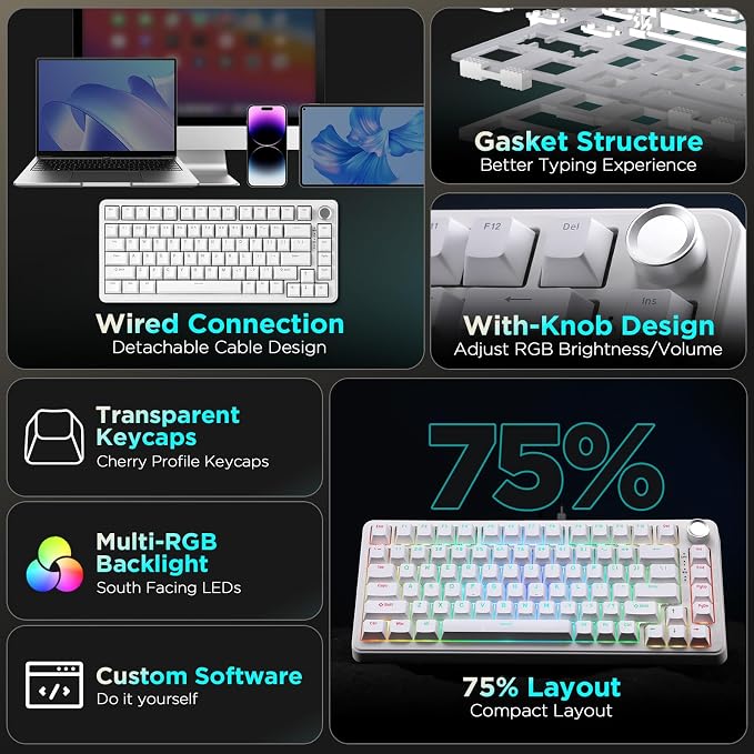 YUNZII B75 Mechanical Keyboard, 75% Layout - Image 2
