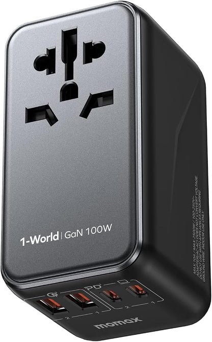 MOMAX Universal Travel Adapter, 100W Fast GaN International Power Adapter by MOMAX