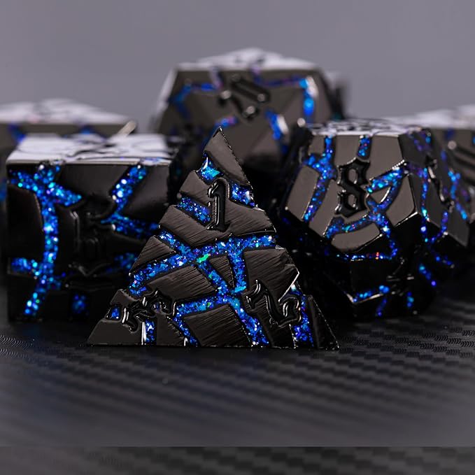 DND Crack Stripe Dice, Metallic Glitter Dice Set - Image 3