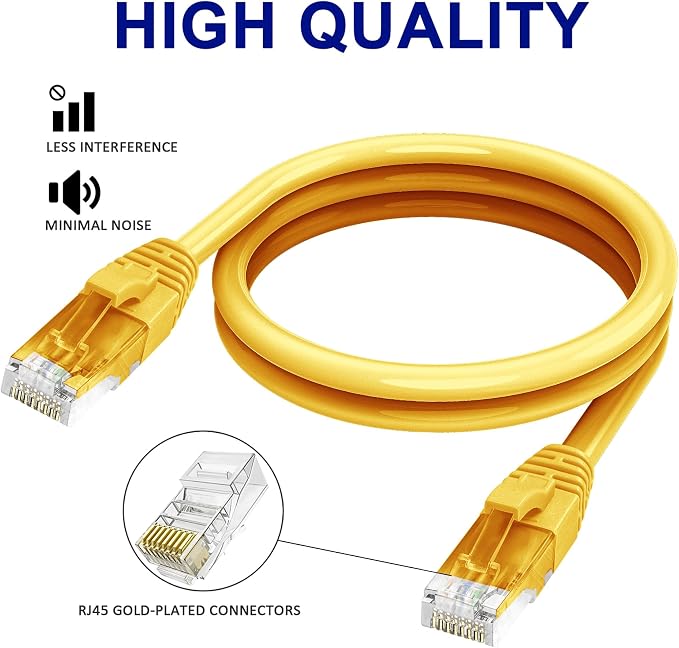 Adoreen Cat 6 Ethernet Cable 100 Ft-Yellow, Outdoor & Indoor Snagless Long - Image 3