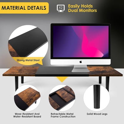 Dual-Monitor-Stand-Riser-For-Desk Adjustable Length 32-40 Inch, Large Desktop - Image 4