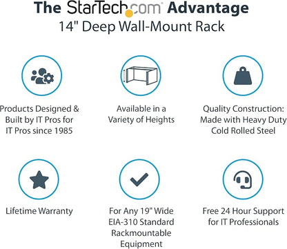 StarTech.com 4U Wall Mount Network Rack & 1U Server Rack Shelf & 8 Outlet - Image 3