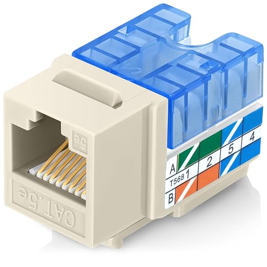 Everest 90° Angled RJ45 Cat5e Keystone Jacks 50-Pack in Ivory by EverestMediaSolutions