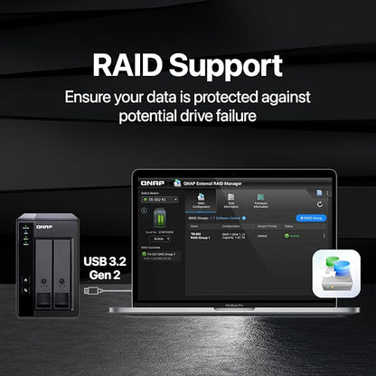 QNAP TR-002-A-US 2 Bay USB Type-C Direct Attached Storage - Image 3