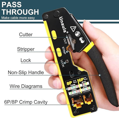 RJ45 Crimp Tool Kit, Ethernet Pass Through Crimper, Network Tool Kit, Cat5 - Image 2