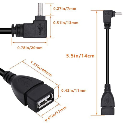 90 Degree Mini USB to USB A OTG Adapter Cable 5.5in Up Angle Mini USB 5-Pin - Image 7