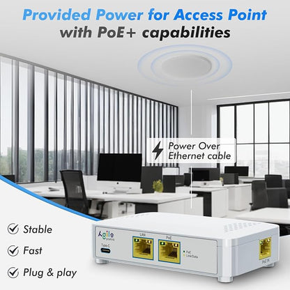 ​PoE to USB C Switch 60W 802.3af/at Compliant, 1 USB-C Port & 1 PoE+ Port & 1 - Image 6